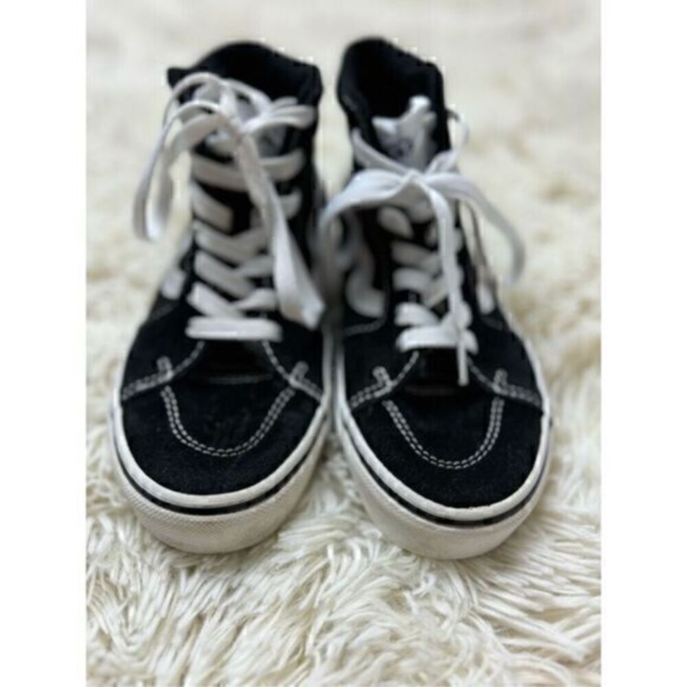 Boys Black & White Vans High Top Sneakers Size 3